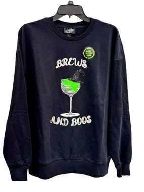 Feeling Festive 'Brews and Boos' Black Glow-in-the-Dark Crewneck Sweater